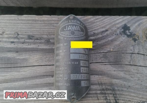 Štítok na Jawa 250/ 553 libeňák