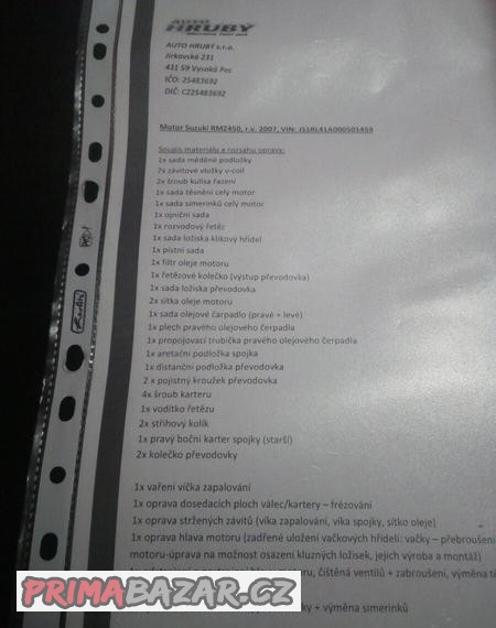 Prodám Suzuki rmz 450 4t 2007 rok