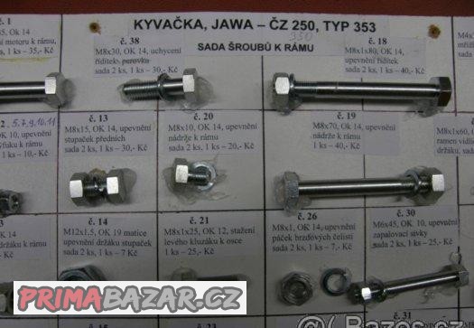 Sada šroubů k rámu Kývačka,Jawa,ČZ 250 typ 353,Panelka typ 5