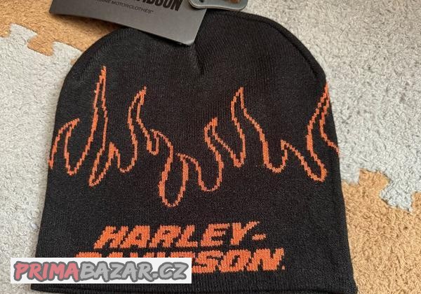 Čepice s plameny nápis Harley Davidson