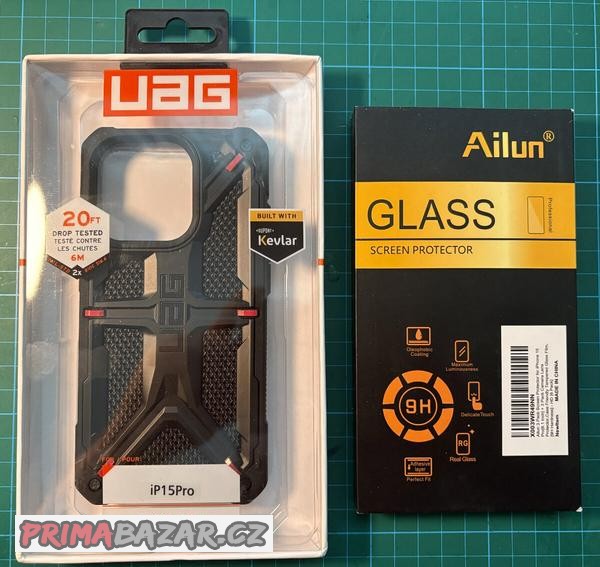 uag-iphone-15-pro-monarch-kevlar-ailun-screen-protector