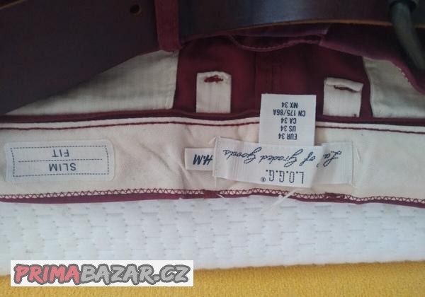 panske-cervene-kalhoty-h-m-vel-l-slim-fit