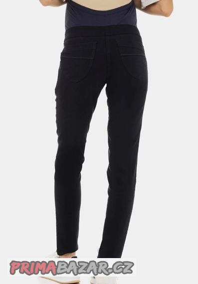 modre-vypasovane-elasticke-tehotenske-kalhoty