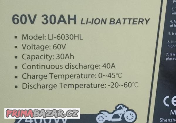 Baterie do elektrokoloběžky 60V 30 Ah - nová